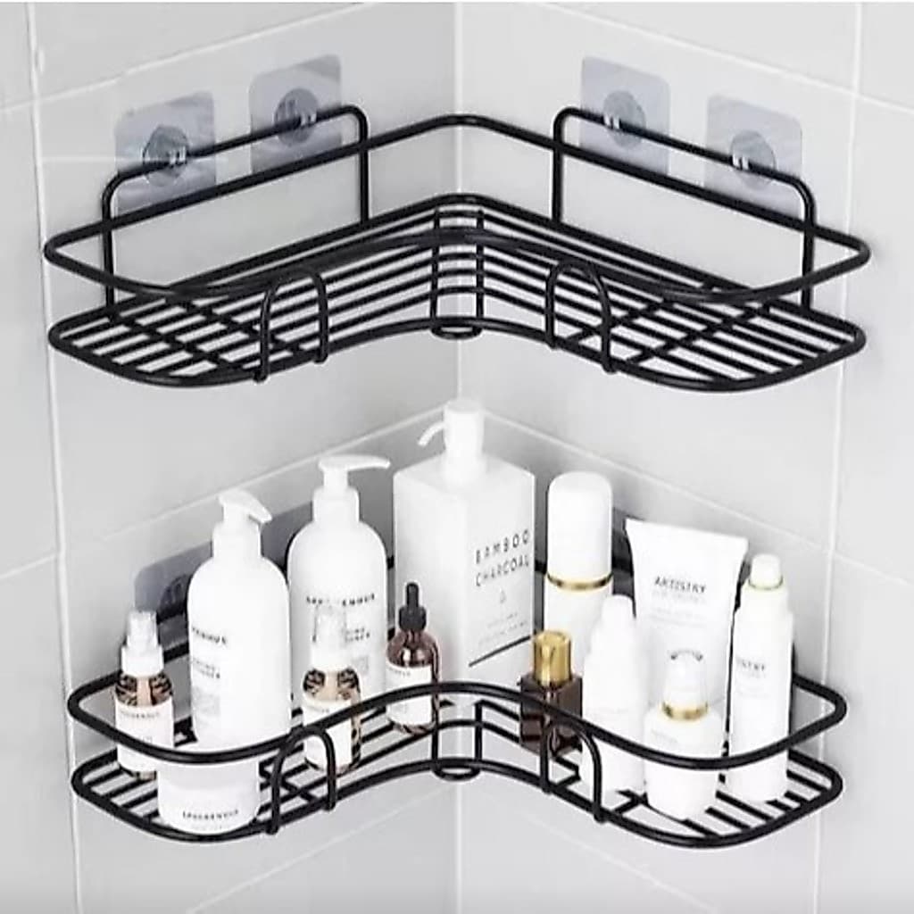 Suporte Prateleira Porta Shampoo de Canto Com Adesivo Organizador Multiuso
