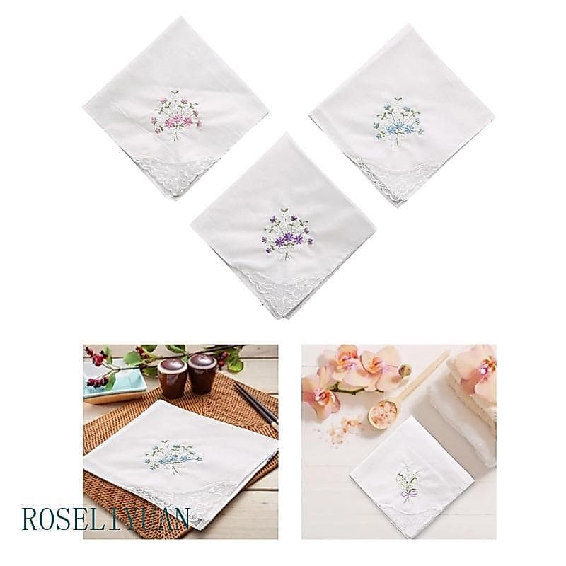 ROS Lenços Femininos Floral Renda Afiação Festa Casamento Bordado Feminino Meninas Len