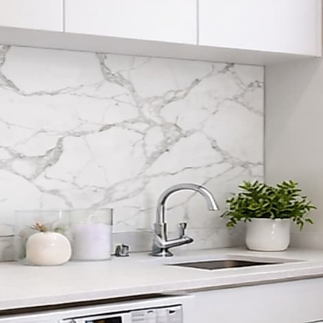 Papel de Parede Mármore Branco Adesivo Autocolante Decoração Cinza Banheiro