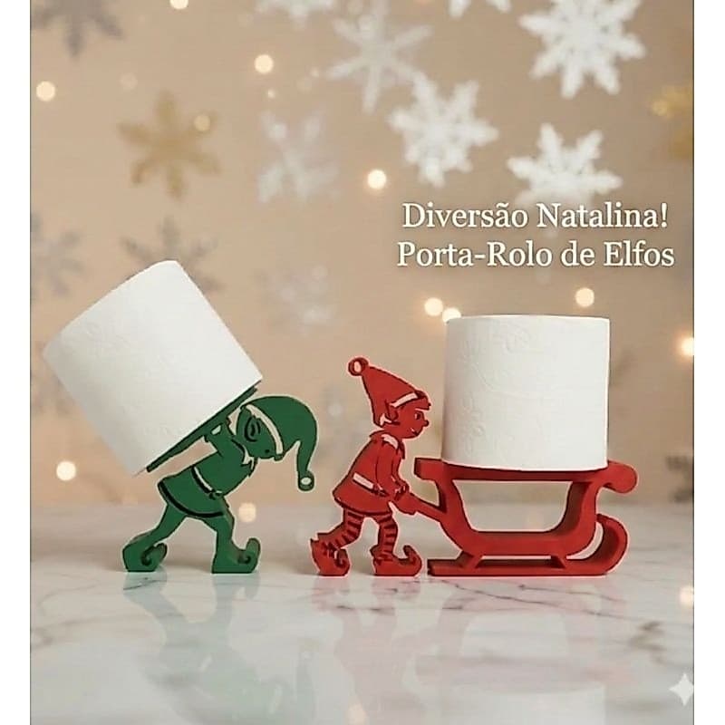 Porta Papel Higiênico Natalino Elfos Decorativo Banheiro Criativo de Natal Organização Casa Moderna Luxo Diversão