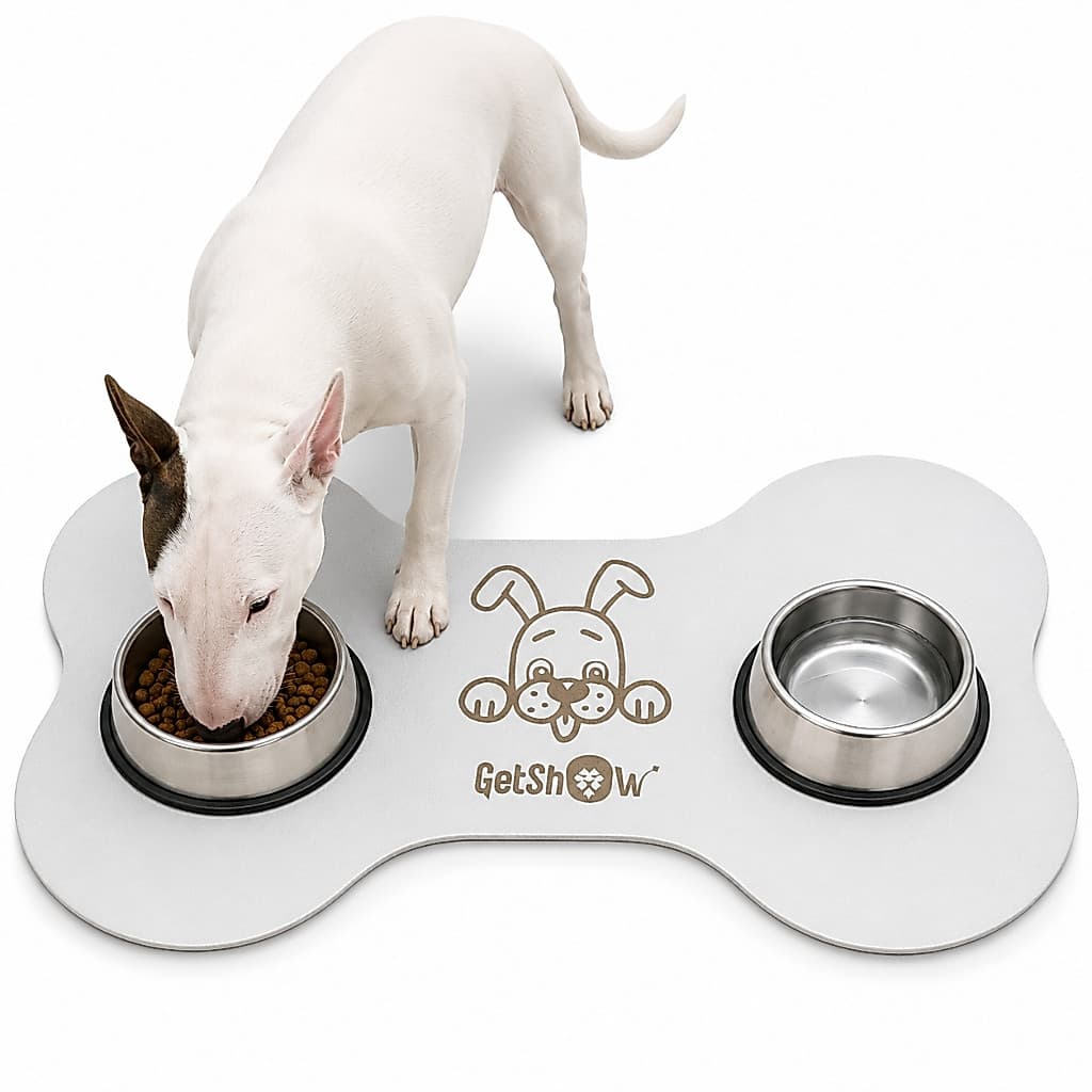 Tapete Americano Para Comida e Água Canino Cachorro Gato Getshow Couro Ecologico Impermeavel