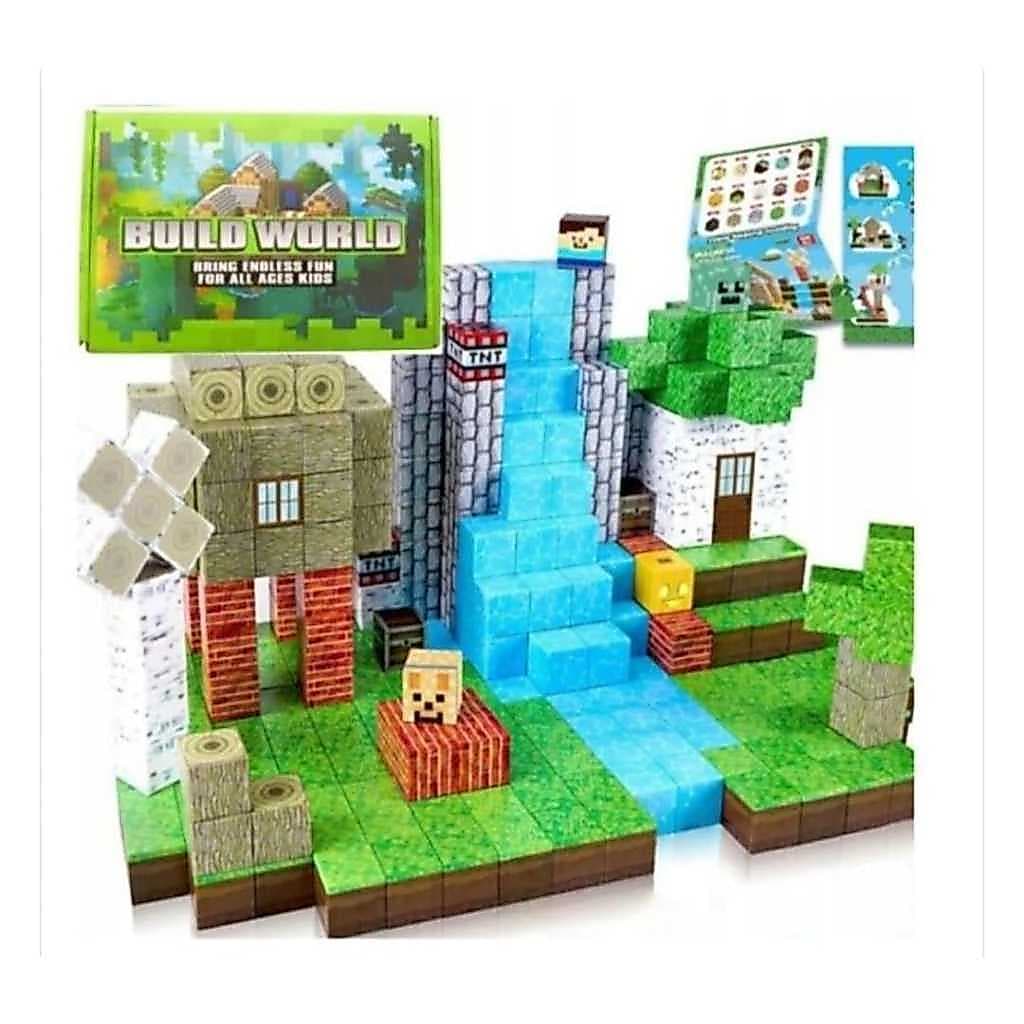 Conjunto KIt de Cubos Magnéticos Construção Build World com 100, 128, 143 E 192 Peças
