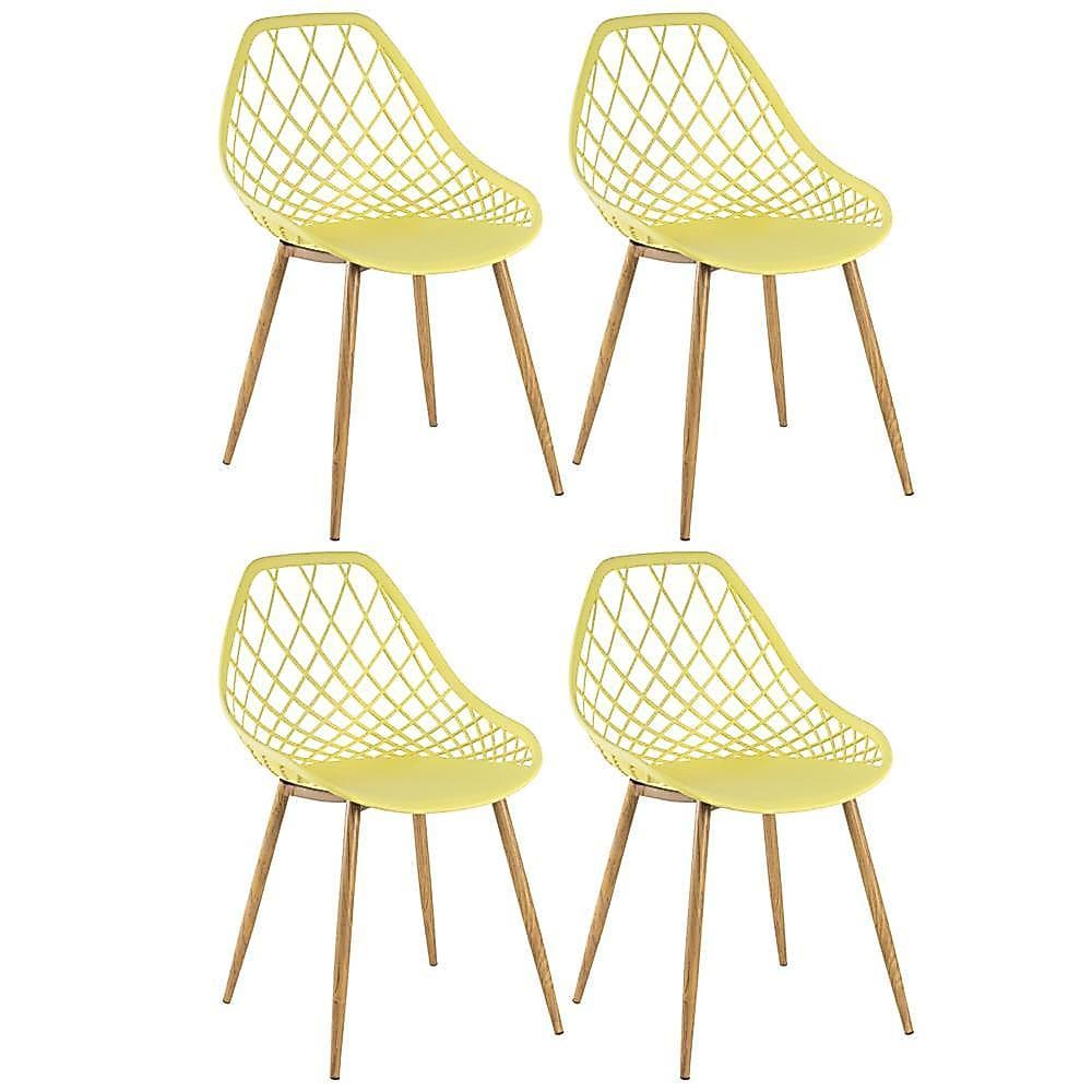 Kit 4 Cadeiras de jantar Clarice Cloe com design contemporâneo - Amarelo