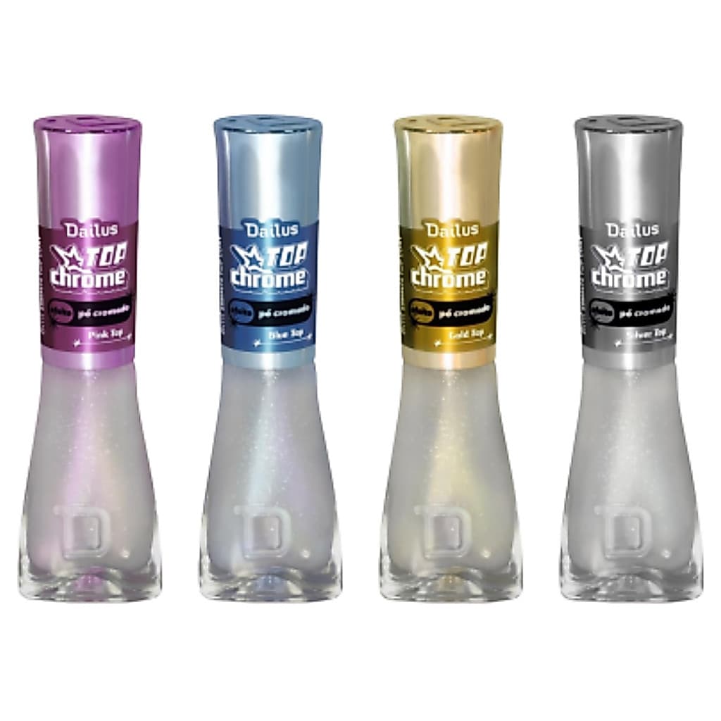 Esmalte Top Coat Top Chrome Efeito Pó Cromado Dailus - Lançamento