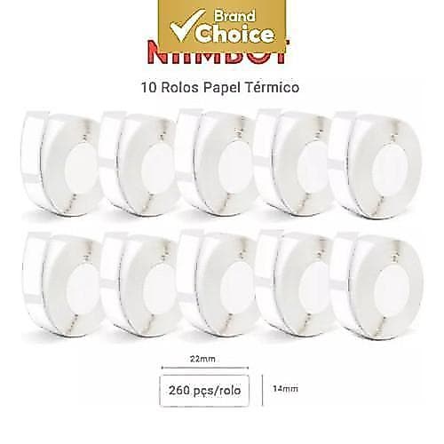 Papel de Etiquetas Niimbot D11 D110 D101 10 Rolos 14x22mm à prova d'água, sem BPA, papel térmico