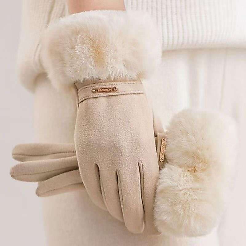 2026 novas luvas femininas de outono e inverno de veludo quente e à prova de frio com tela sensível ao toque