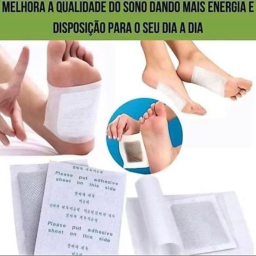 Kit 10 Adesivos Detox para Pés almofadas Anti Inchaço Eliminador Toxinas Impurezas Produto Natural