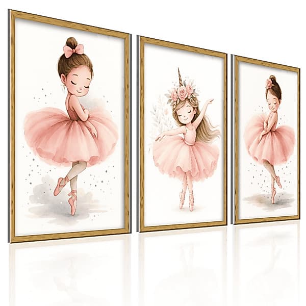 Quadro decorativo Infantil Bailarina Decoração Quarto Menina Rosa MDF Decorativo Parede