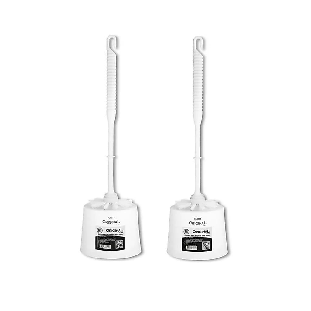 Escova Sanitária De Piso Para Limpeza Vaso Banheiro Multi Uso Com Suporte Plástico Da Original line alta qualidade branc