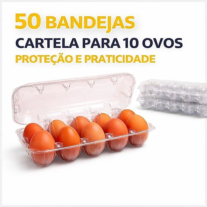 Bandejas Cartela para 10 Ovos de Galinha 50 Unidades | Embalagem Resistente para Transporte