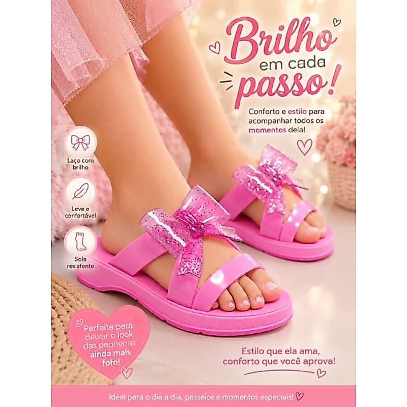 SANDÁLIA INFANTIL FEMININA LAÇO BRILHO
