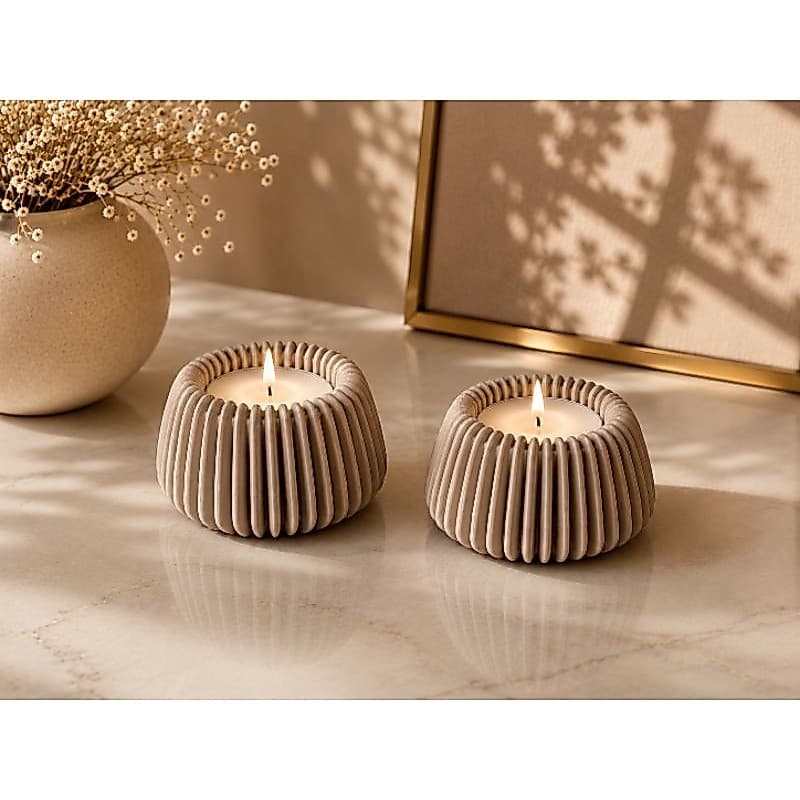 Cachepôs porta velas canelados