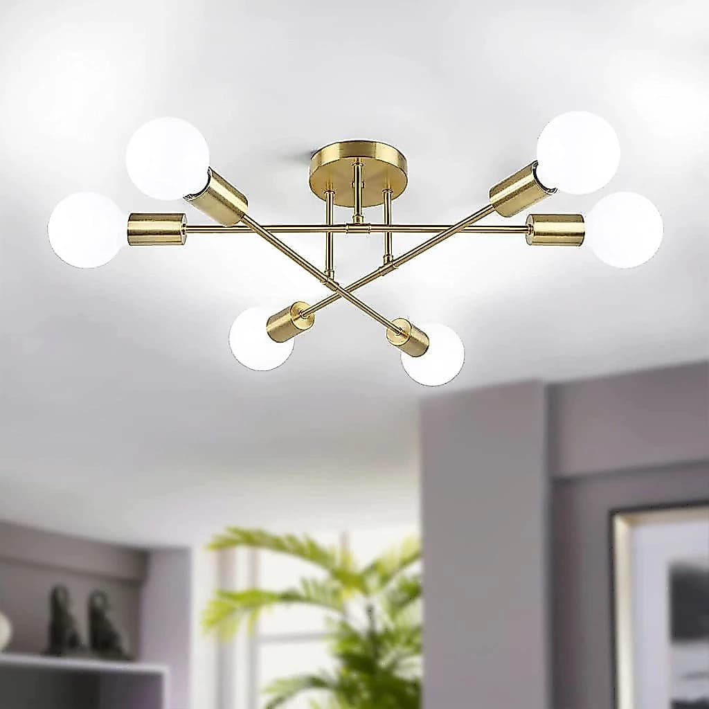 Lustre Moderno Lâmpada De Teto Semi-Embutida Iluminação De Ouro Antiga Nórdica Decorativa De Casa!!