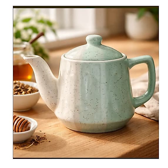Bule Cerâmica Ternura Dome Minimalista Verde Na Caixa 400ml