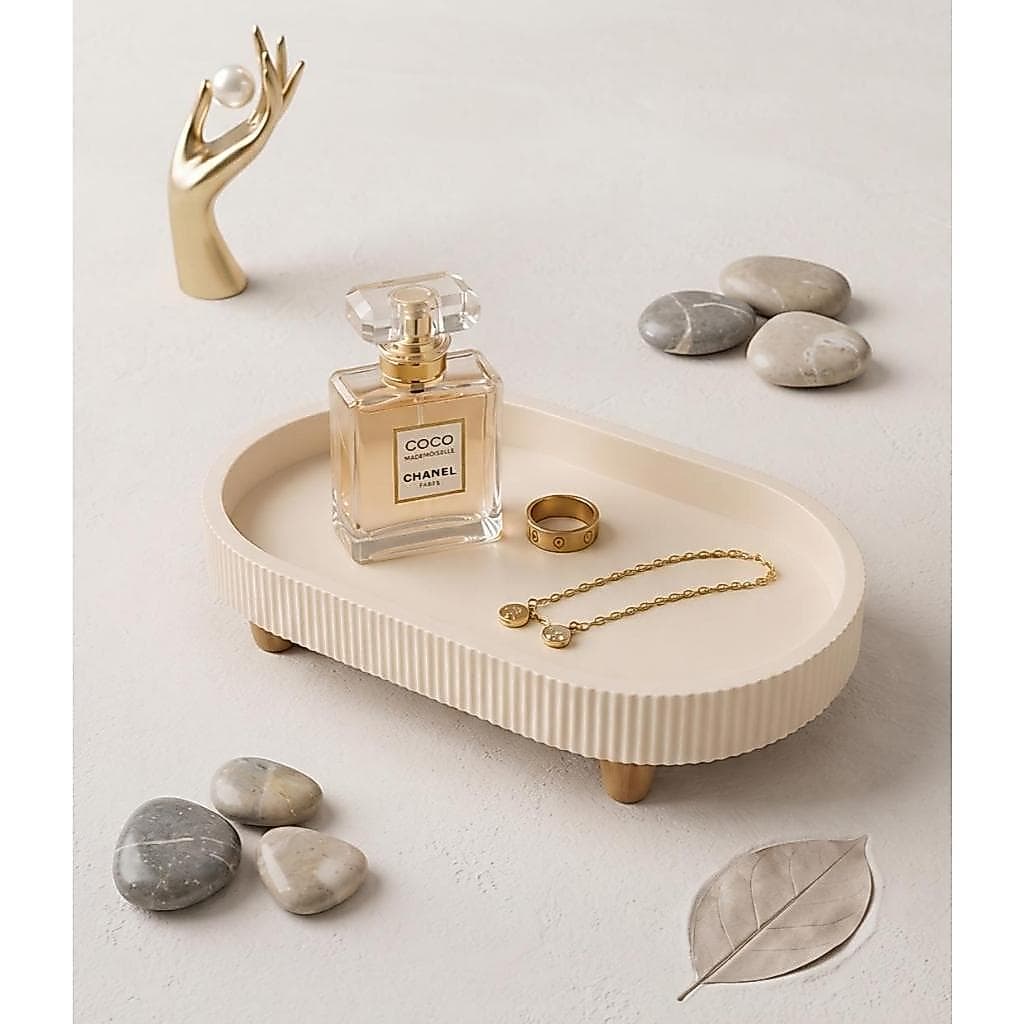 Bandeja Decorativa Oval 20x10cm | Porta Joias, Perfume e Decoração Minimalista para Banheiro, Quarto e Sala.