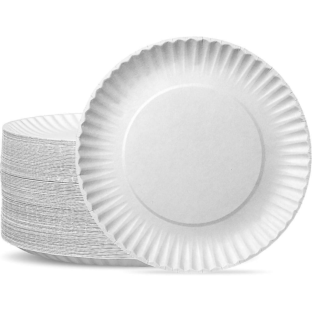 GUSTO [Pratos de Papel Branco Sem Revestimento de 9 Polegadas - 500 Unidades, Pratos Descartáveis para Sobremesas - Pape