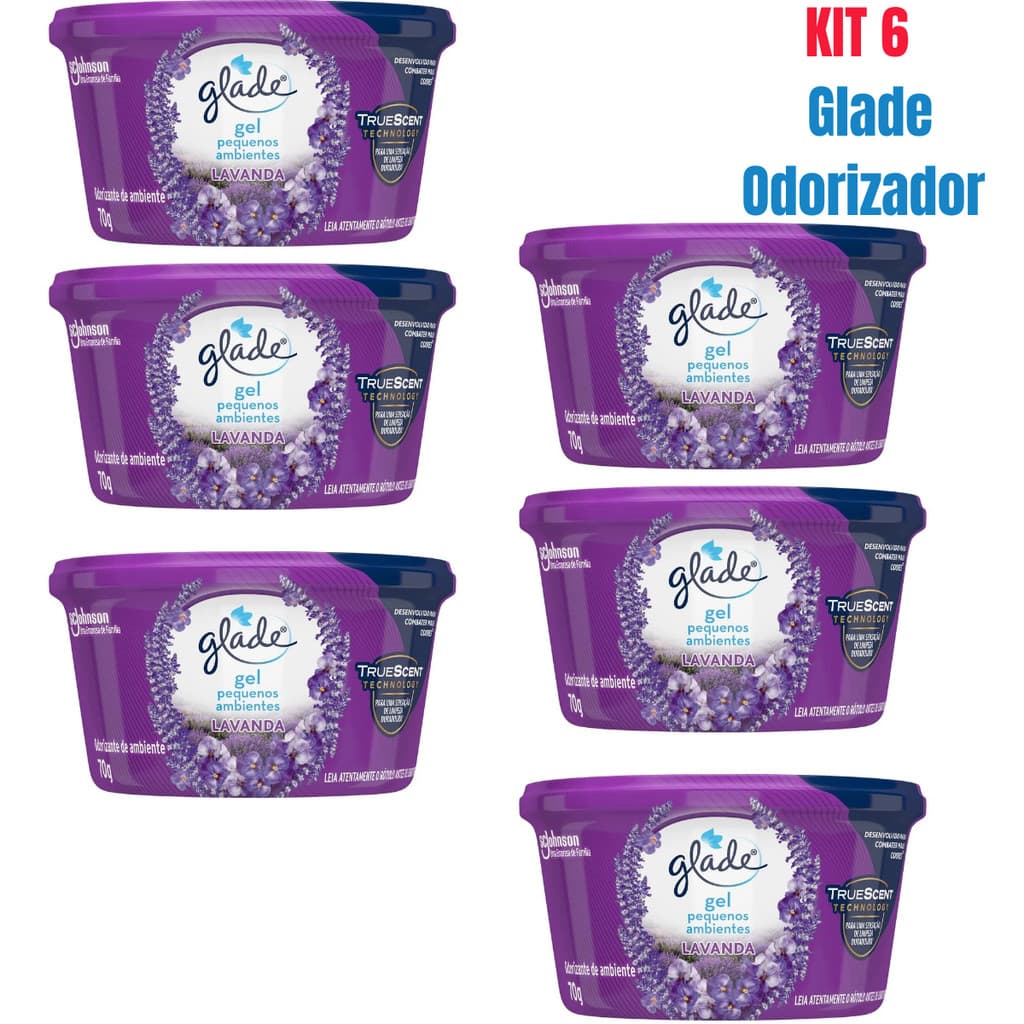 Kit 6 - Glade Odorizador de Ambiente em Gel Lavanda 70g Para Pequenos Ambientes