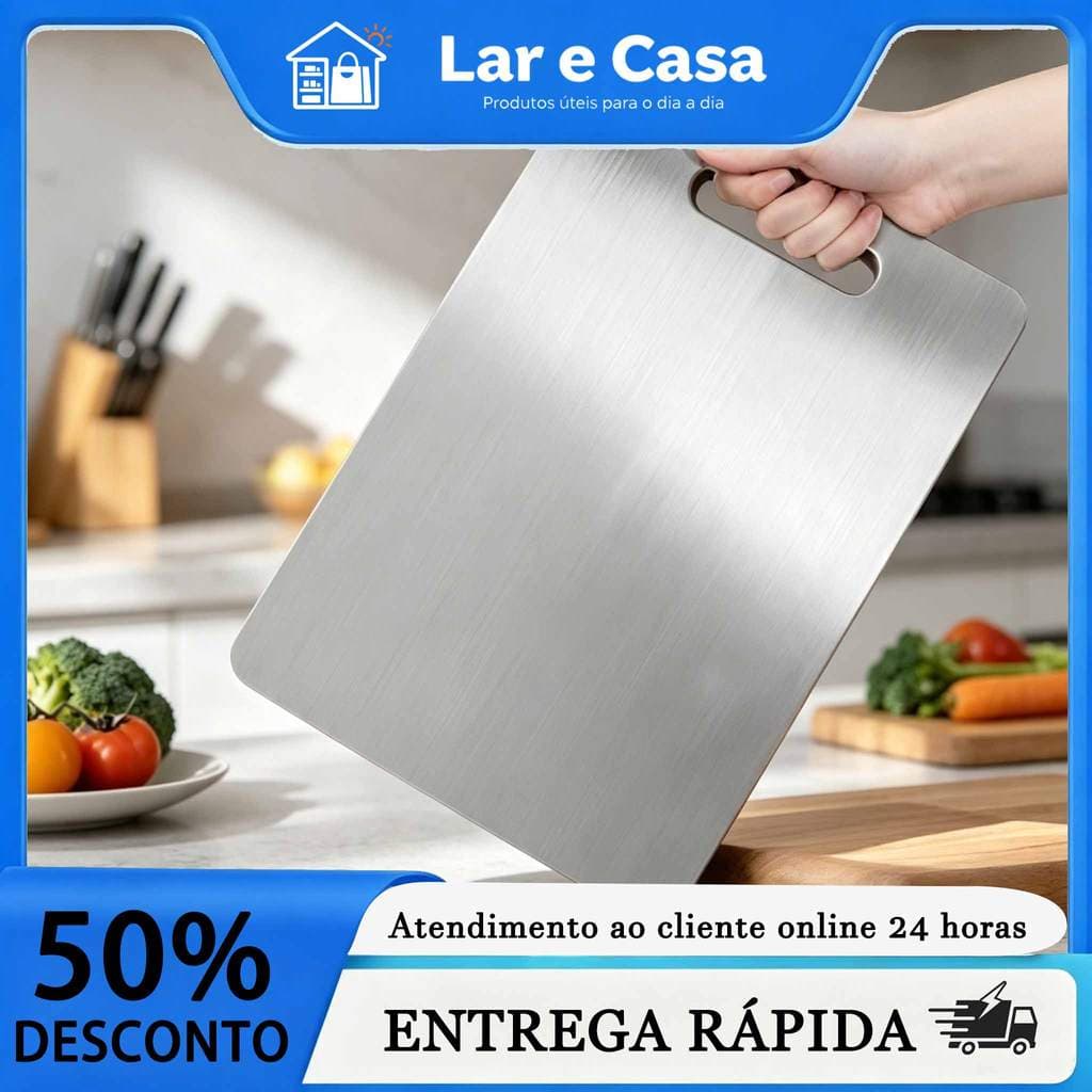Tábua de Corte em Aço Inox Antimofo Multiuso Ideal para Churrasco Preparo de Carnes e Alimentos