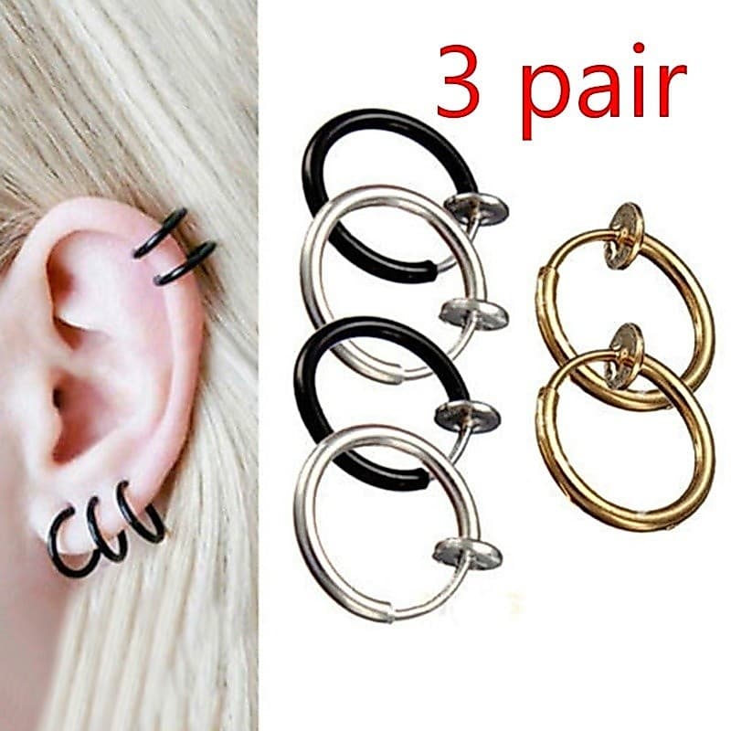 Celeb 3 Pares De Nariz Falso Lábios Anel Primavera Clipe Brinco De Argola Unissex Piercing Septo