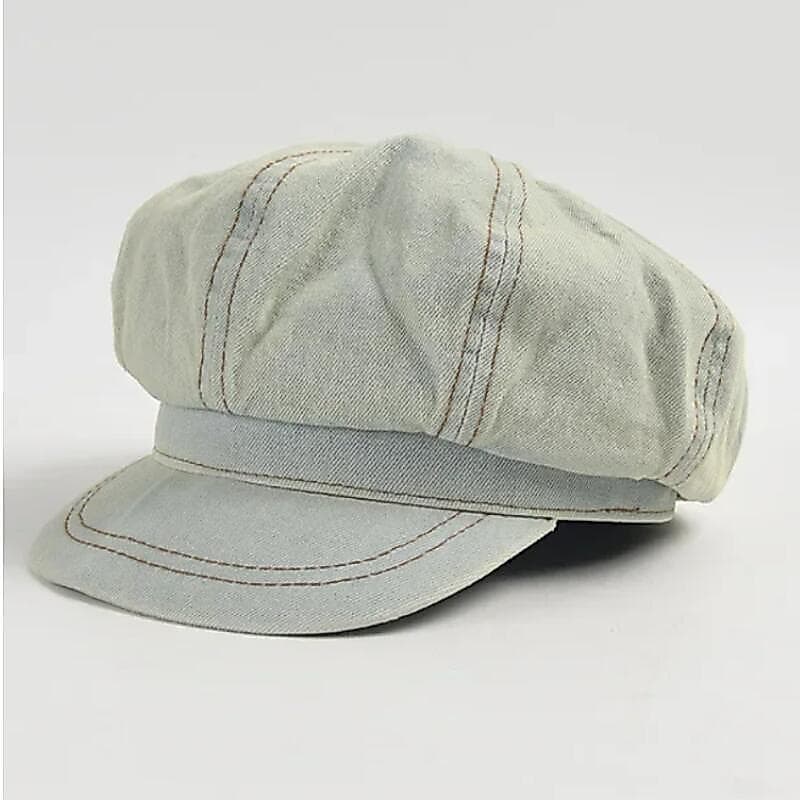 Boina de Denim Lavado Retrô 2025 para Mulheres, Casual, Versátil, Efeito Emagrecedor no Rosto, Nova Moda, Boné Newsboy,