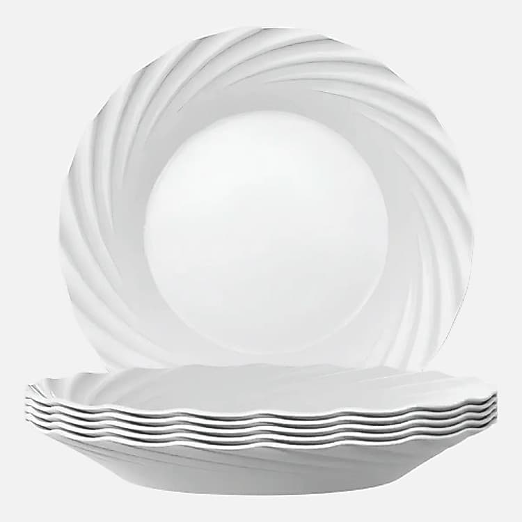 Prato Fundo Jasmim Nadir 23,5 cm em Vidro Opaline Branco - Kit com 12 Unidades