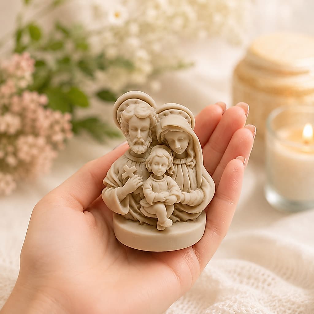 Kit 10 Sagrada Familia 7 cm Decorativa Estatueta de Resina Lembrancinha