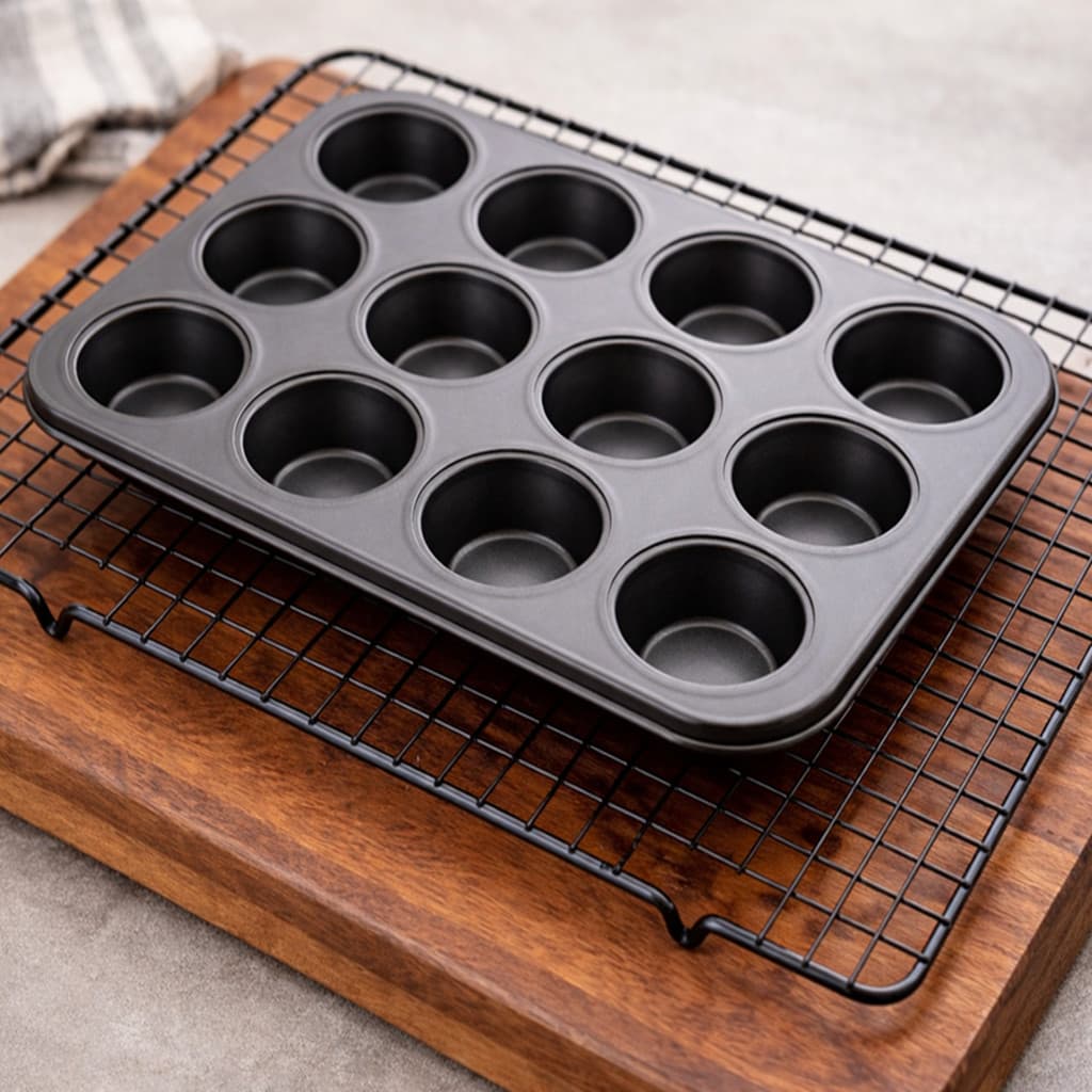 Forma 12 Cavidades  Antiaderente Assadeira Cupcake Muffin Pão De Queijo Empada Mini Torta Tabuleiro