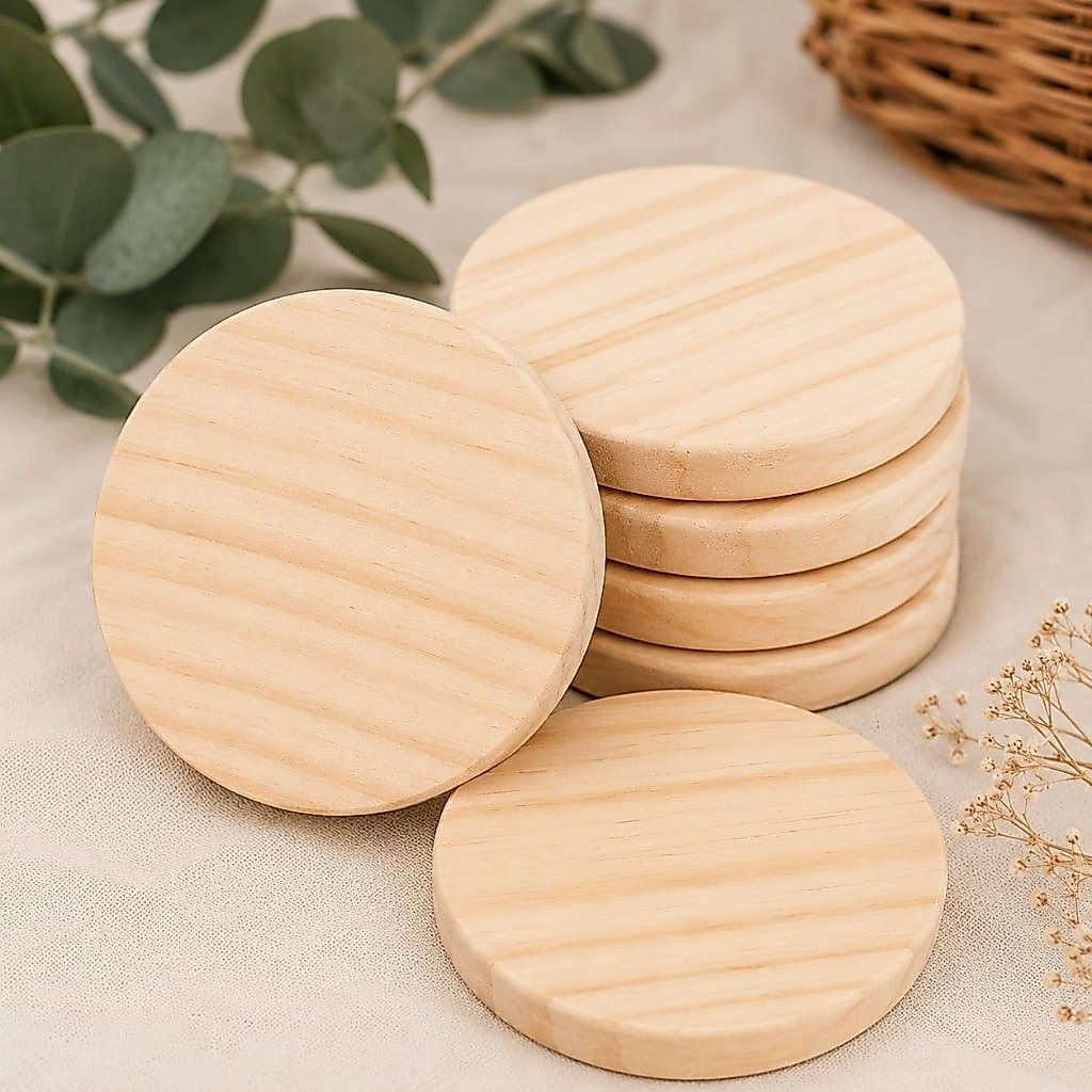 Bolacha de Madeira Pinus Redonda 9cm Artesanato e Decoração