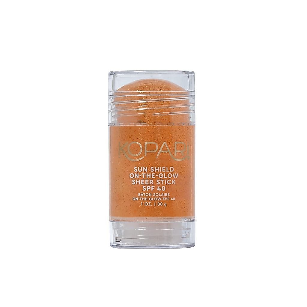 Kopari Sun Shield On-The-Glow Protetor Solar Transparente em Bastão SPF 40, Protetor Solar Roll-On Resistente ao Suor e