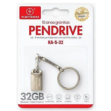 Pendrive 32GB USB 2.0 Kapbom Prateado MacOS Metal KA-S-32 CHAVEIRO
