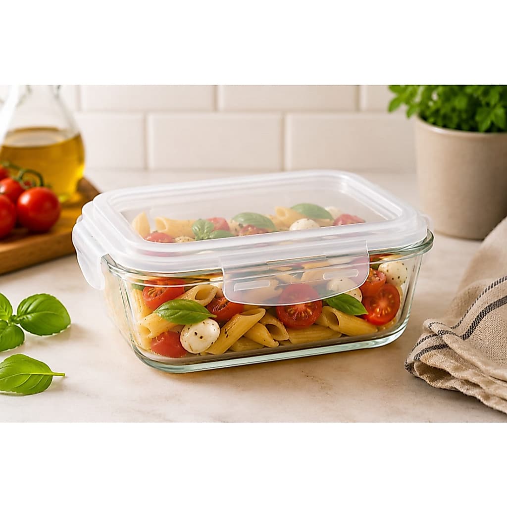 Pote Vidro Hermético Mantimentos Marmita Fit 1040ml Retangular Tampa Hermética Hercos