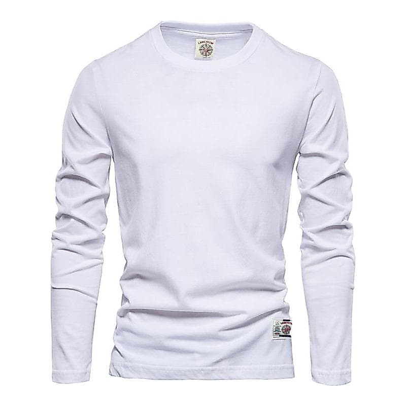 2026 primavera outono novo estilo masculino em torno do pescoço de manga comprida algodão camiseta masculina Casual algo