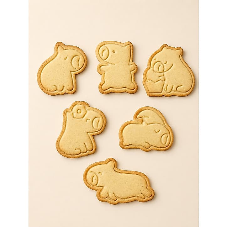 Kit Cortadores de Biscoito Capivara com Carimbo | Kit com 6 | Confeitaria | Biscuit | Massa Americana