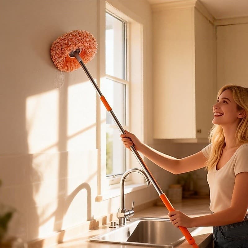 Mop De Limpeza Girassol Giratório Extensível Para Limpeza De Tetos Cantos E Vidros