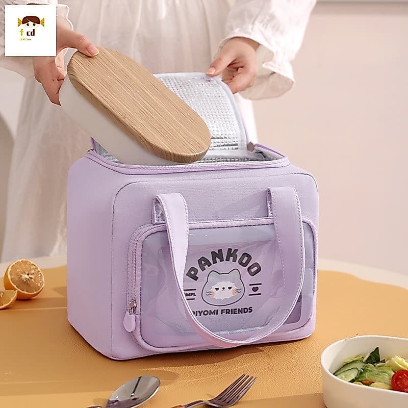Saco Térmico Portátil Da Lancheira-Recipiente Isolado Do Alimento Dos Desenhos Animados Bonito Para A Escola Escritório