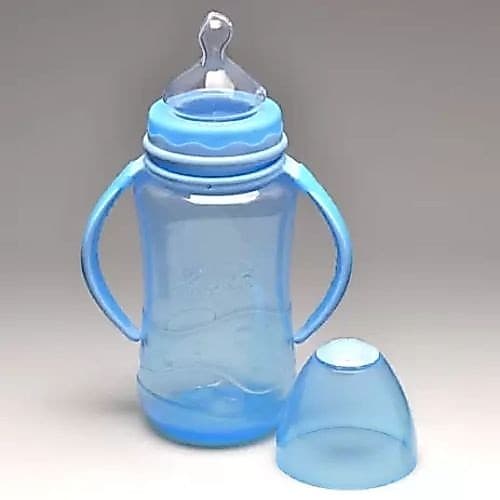 Mamadeira Kuka Aquarela Big 330ml com Alça Bico Ortodôntico Azul (6m+)