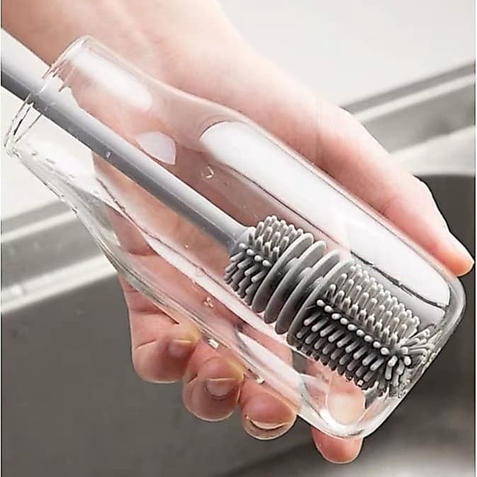 Escova de Silicone Multiuso Ideal Para Lavar Garrafa Mamadeira Copo Taça e Garrafas