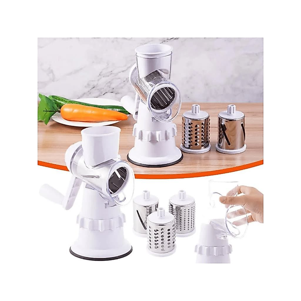 Ralador de Queijo Fatiador Legumes Cortador Vegetais Manual 4 em 1  Cozinha Giratorio Manivela Multifuncional