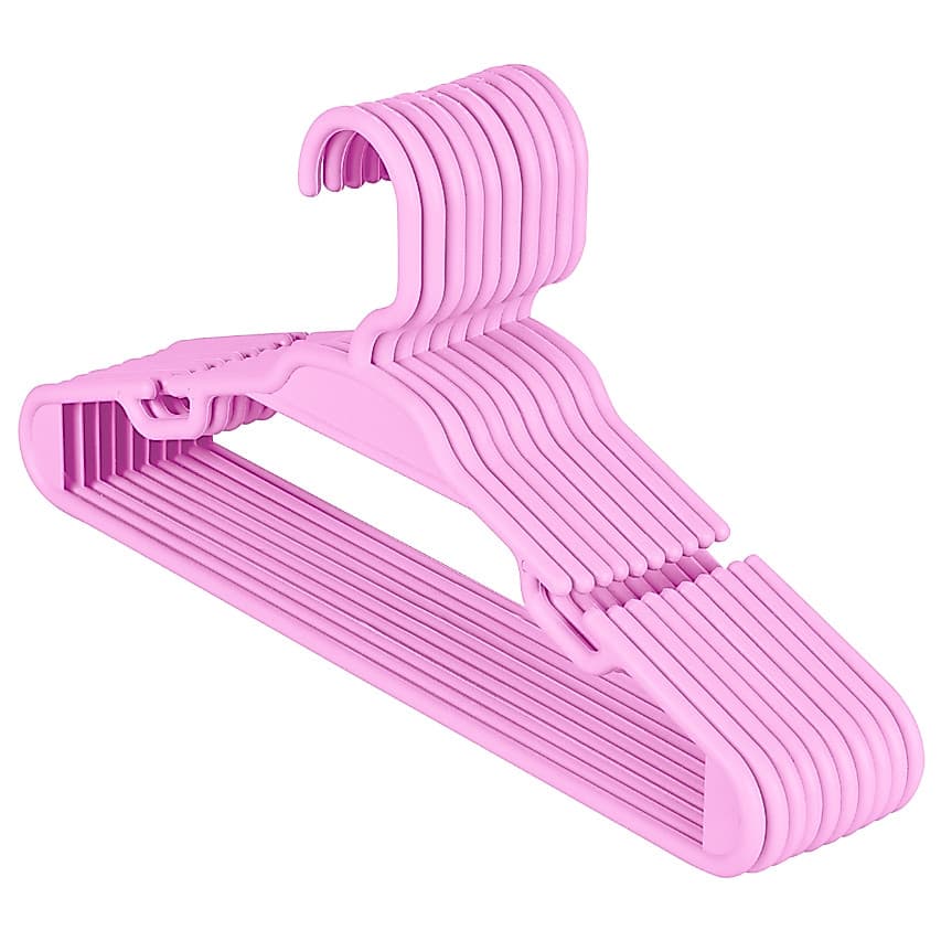 50 Cabide Infantil Rosa 5,5mm Plástico Para Roupa Bebê e Criança