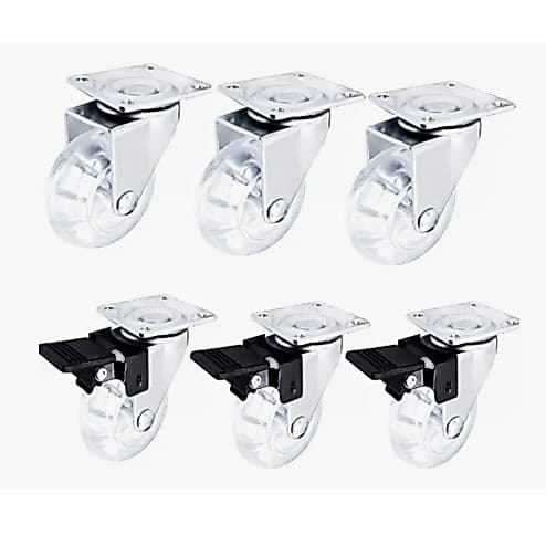 Kit 6 Rodízios 50mm Silicone Gel 300 kg Rodinhas Giratórias Reforçadas para Móveis e Equipamento
