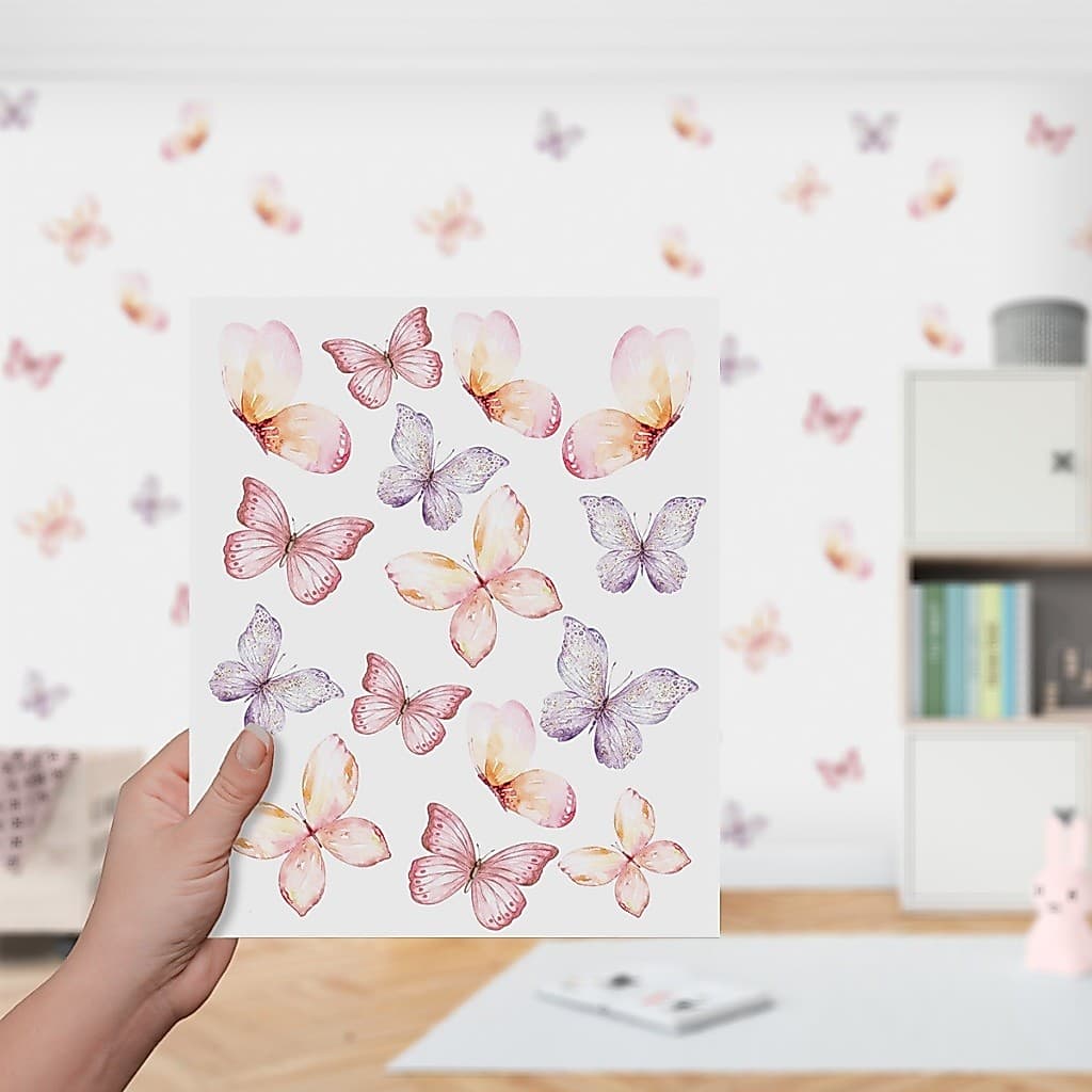 Adesivo De Parede Decorativo Autocolante Vinil Borboletas Delicadas Quarto Menina