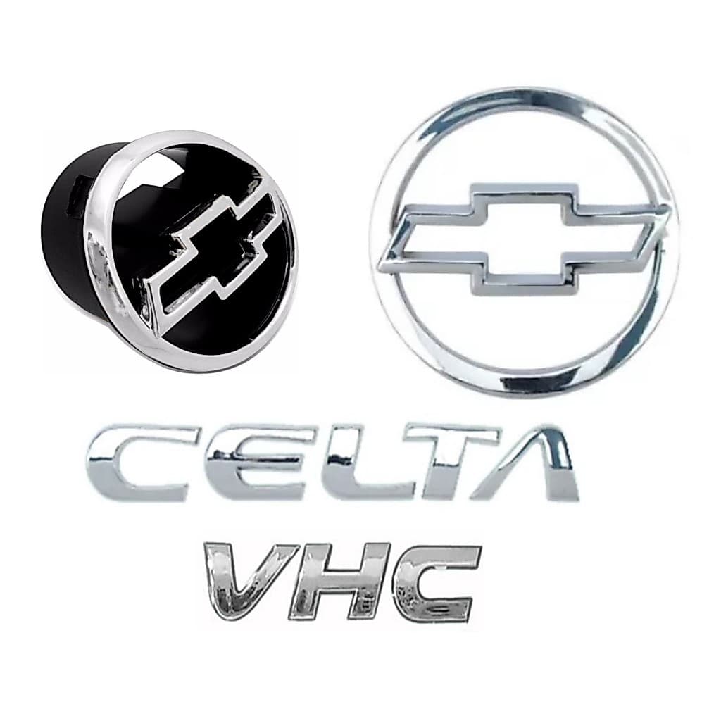 Emblemas Letreiros Celta Vhc e Gravatas Chevrolet Grade / Porta Malas 2001 2002 2003 2004 2005 2006 Cromado