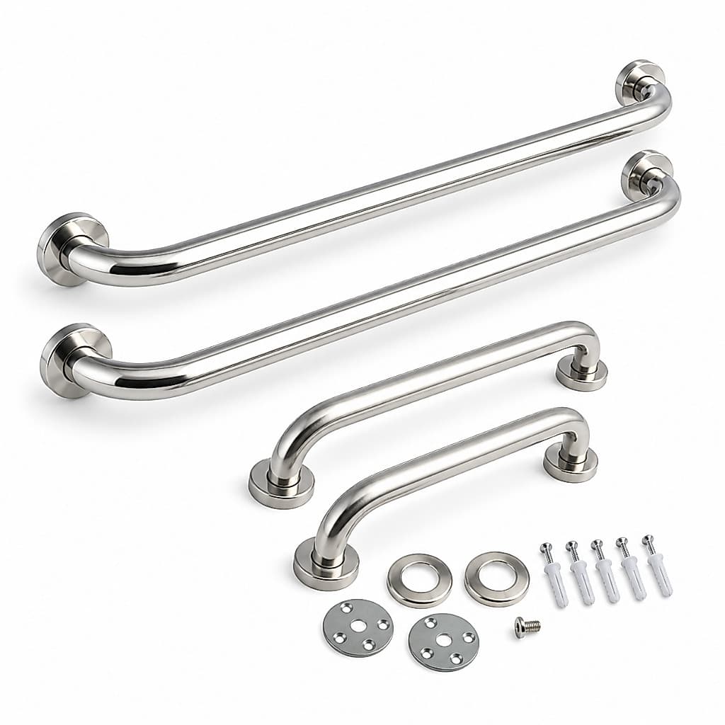 Kit 4 Barras de Apoio Lorben em Inox para Banheiro Vaso Sanitário 40 e 60cm Deficiente Idoso