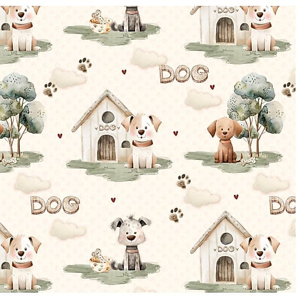 Tecido Tricoline Cachorro e Doguinhos Digital 50cm x 1,50m 100% Algodão