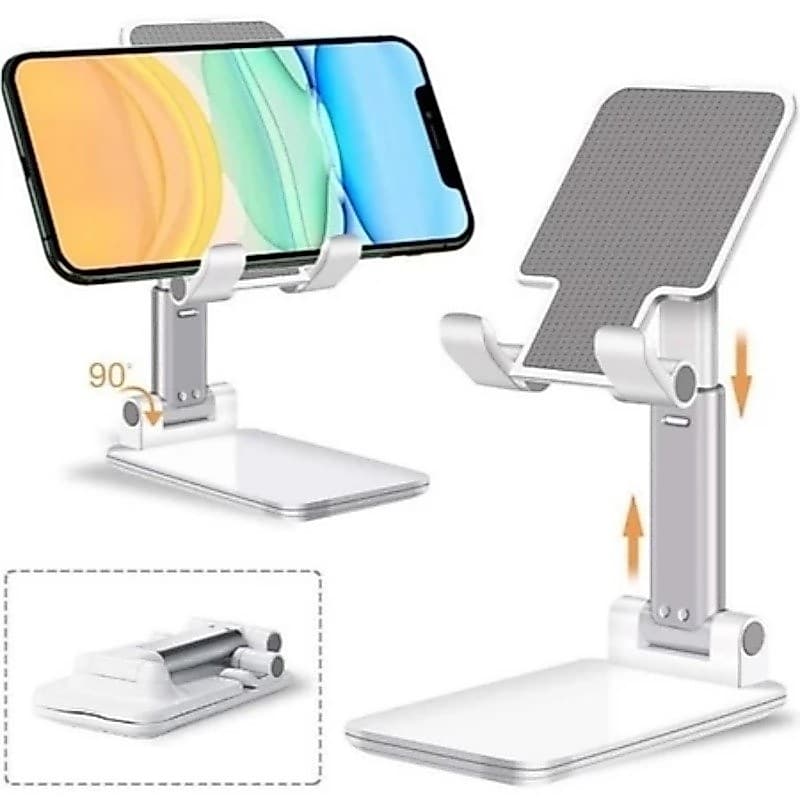 Suporte de celular dobrável ajustável para mesa nas cores preto e branco