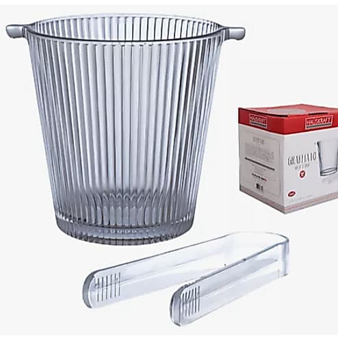Balde De Gelo Em Vidro Graffiato E Pegador 880ml Hauskraft