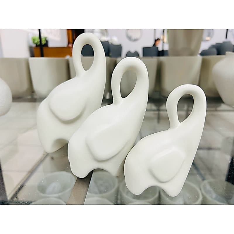 Trio de Elefantes Off White Decoração Luxo