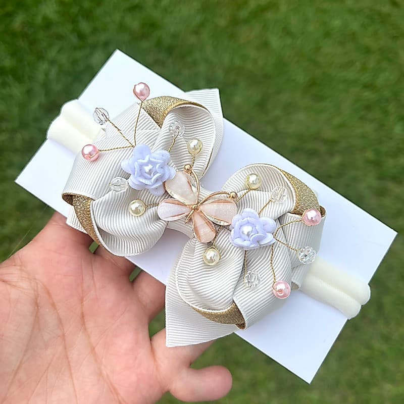 laço para cabelo infantil luxo borboleta dourado