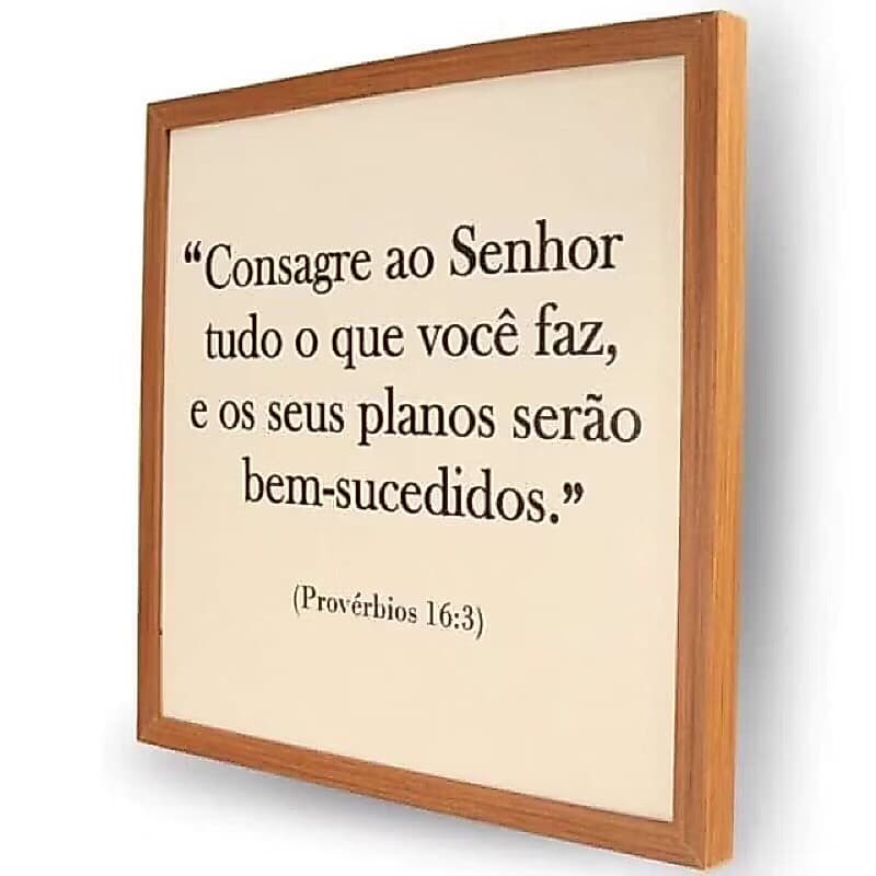 Quadro 30x30 PORTA CHAVES Resina para Caixa De Luz  consagre ao senhor tudo o que você faz fundo bege (preta)