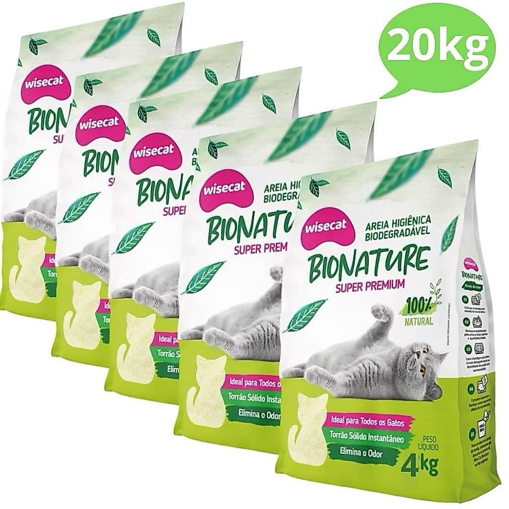 Kit Com 20kg Areia Higiênica De Mandioca Para Gatos Wisecat 20kg Biodegradevel